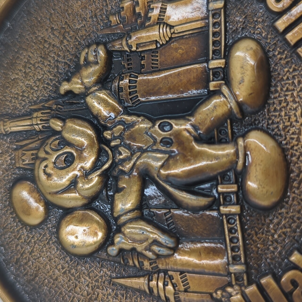 Mickey Mouse Walt Disney World Brass Metal Coasters pack of 4 Round Metal - Picture 6 of 6